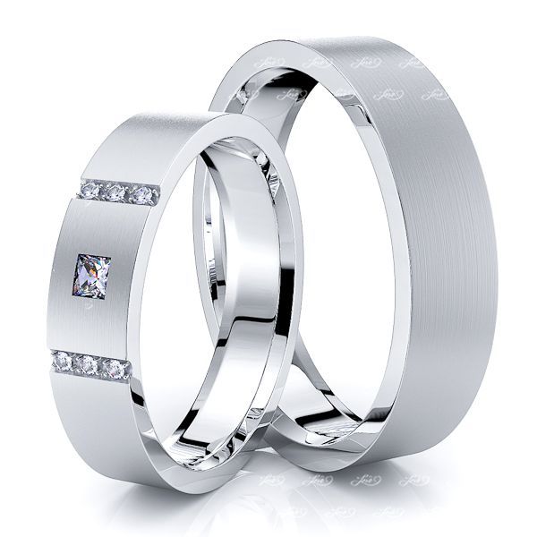 0.11 Carat 5mm Sleek Basic His and Hers Diamond Wedding Band Set
