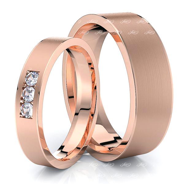 0.09 Carat Simple Elegant 6mm His and 4mm Hers Diamond Wedding Band Set