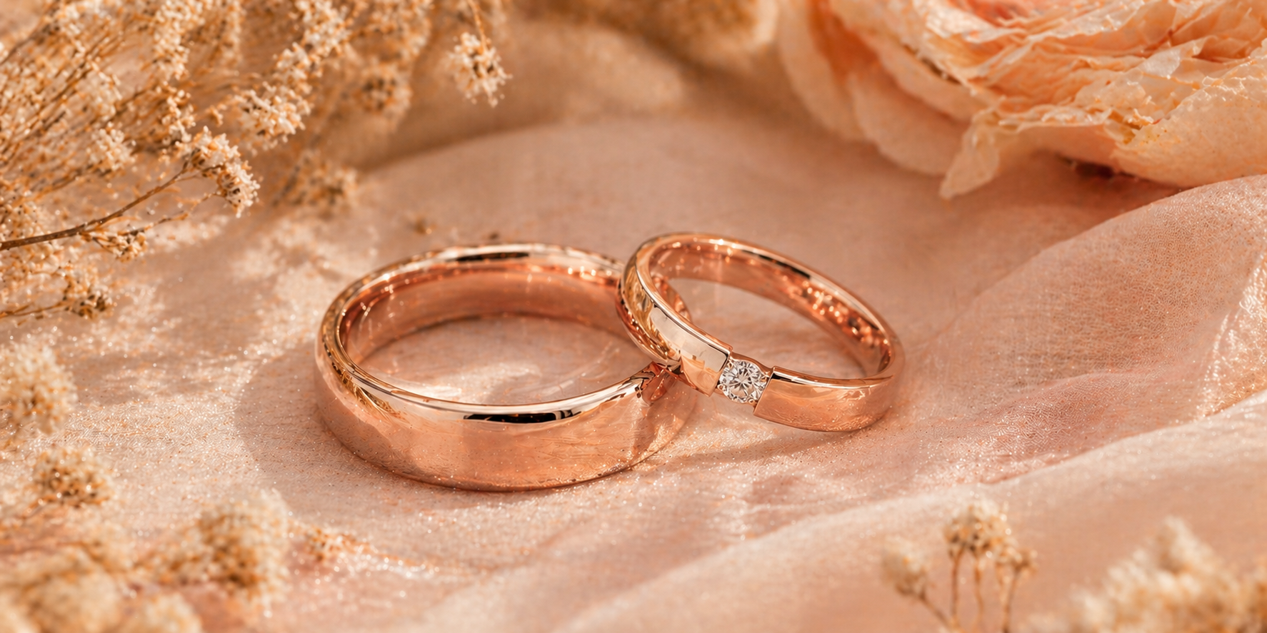 his and hers rose gold wedding band