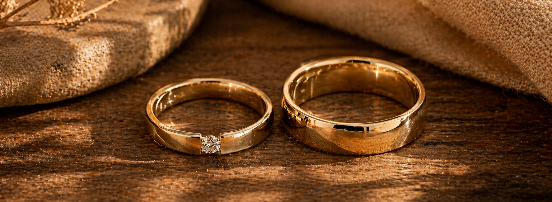 his and hers yellow gold wedding
