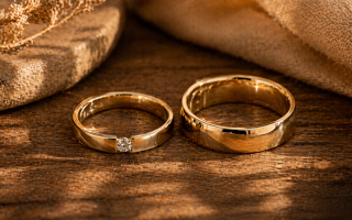 his and hers yellow gold wedding