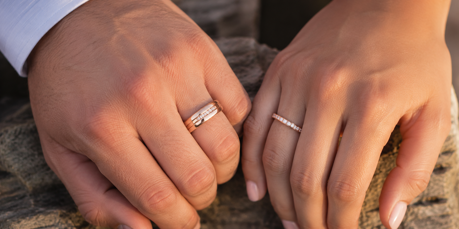 Lifestyle photograph of two hands held close