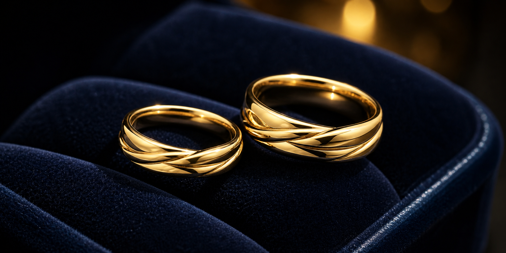 Two 14K yellow gold wedding rings