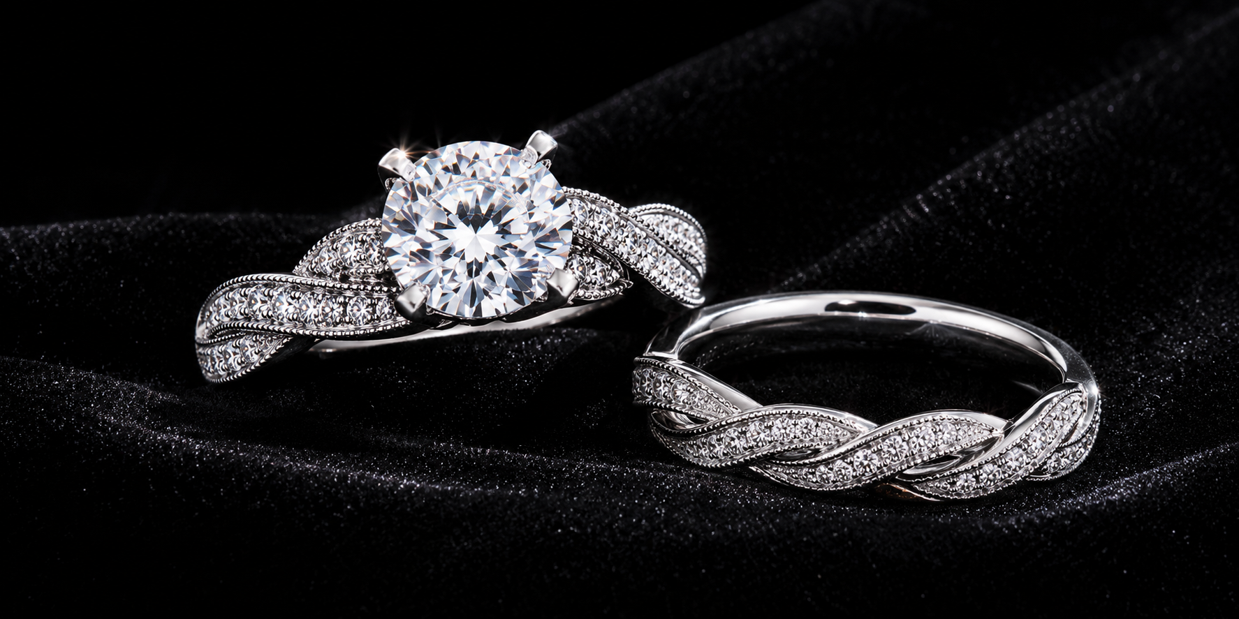 his-and-hers twisted pavé diamond wedding ring